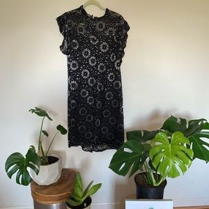Black dress with subtle silver floral details 20W